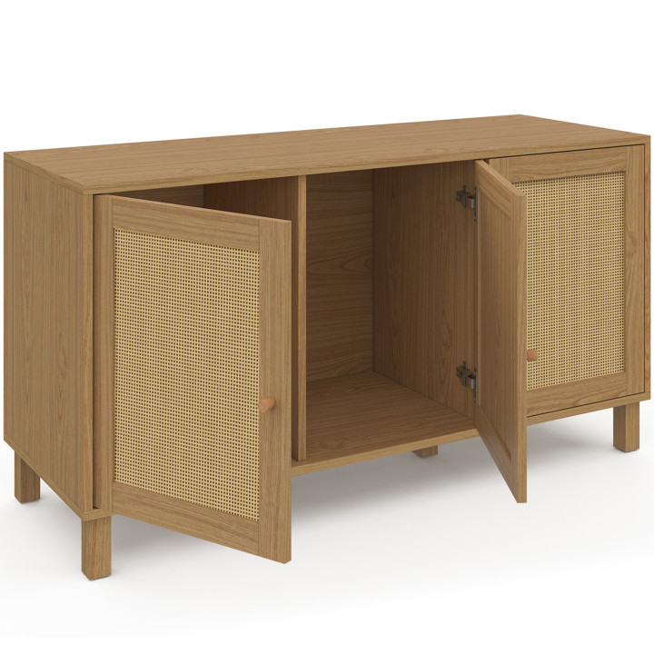 Credenza bassa vintage a 3 ante da 113 cm effetto canna - HANAE | ID Market