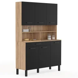 Credenza da cucina in legno e nero 120 cm - CINA | ID Market