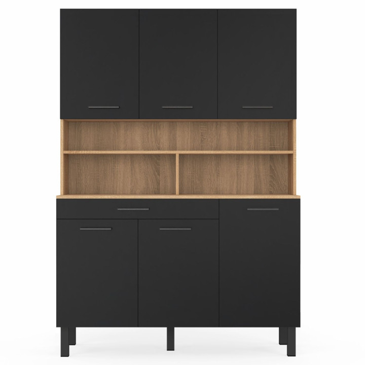 Credenza da cucina in legno e nero 120 cm - CINA | ID Market