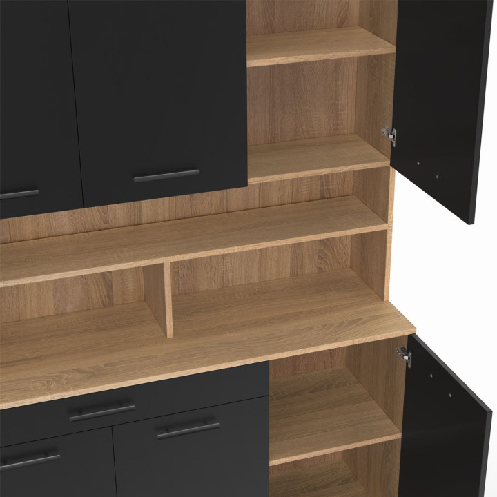 Credenza da cucina in legno e nero 120 cm - CINA | ID Market