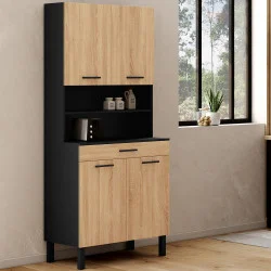 Comò da cucina in faggio e nero 80 cm - CINA | ID Market