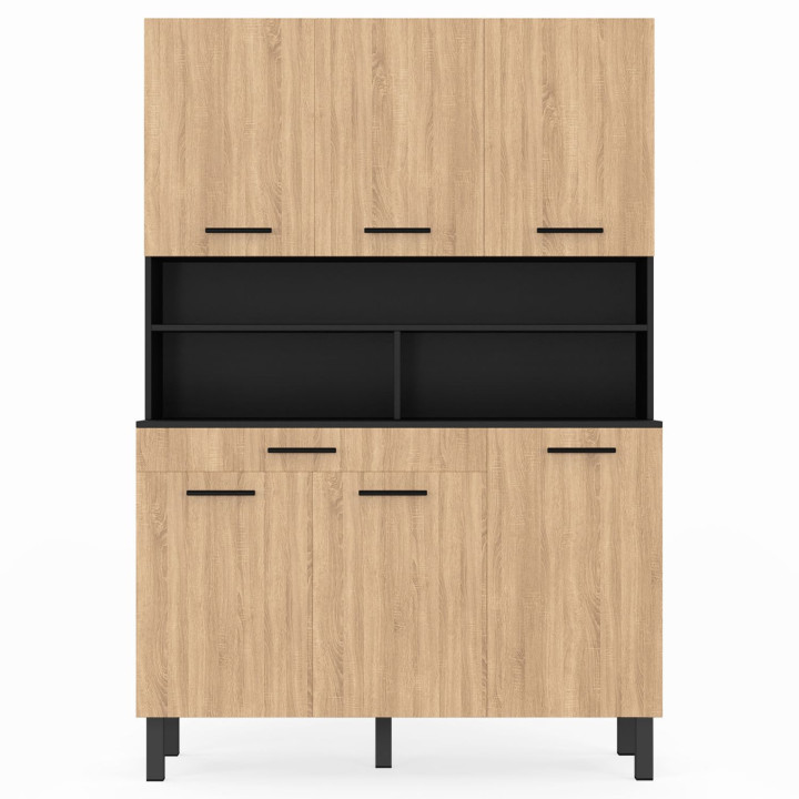 Comò da cucina nero e faggio 120 cm - CINA | ID Market