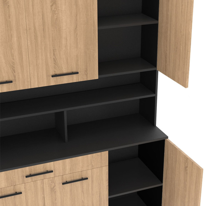 Comò da cucina nero e faggio 120 cm - CINA | ID Market