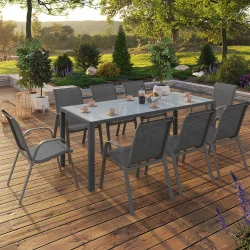 Set di mobili da giardino, tavolo e sedie, 8 posti, grigio antracite - MADRID | ID Market