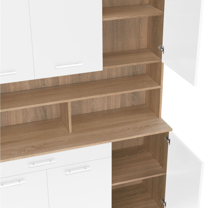 Comò da cucina bianco e faggio 120 cm - CINA | ID Market