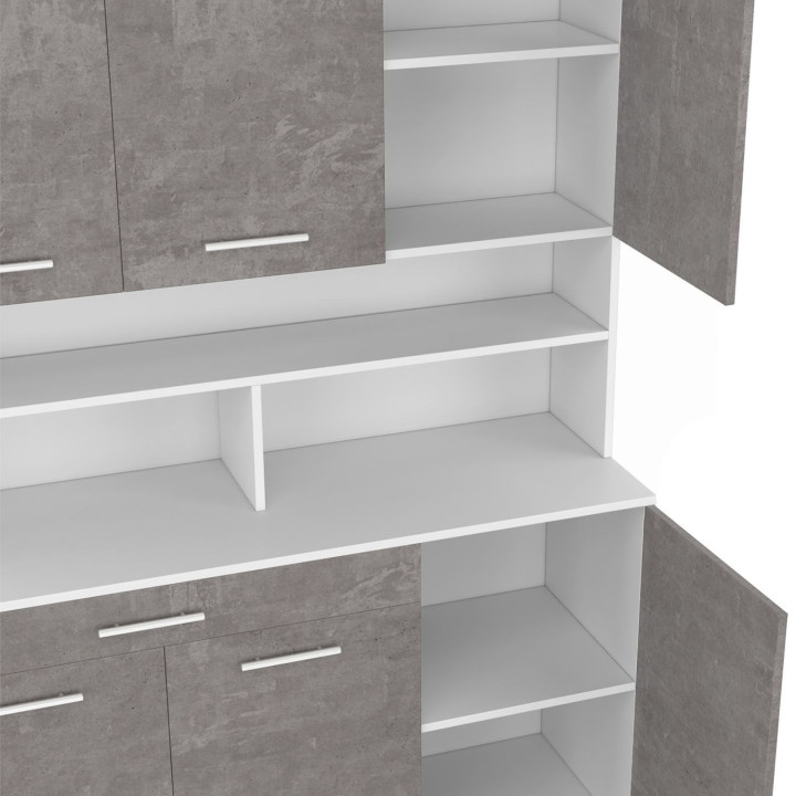 Comò da cucina effetto cemento e bianco 120 cm - CINA | ID Market