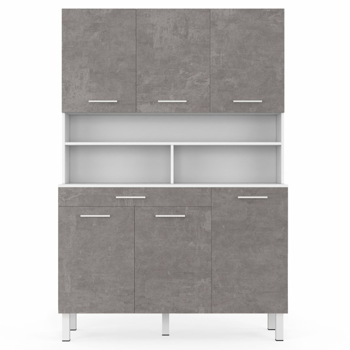 Comò da cucina effetto cemento e bianco 120 cm - CINA | ID Market