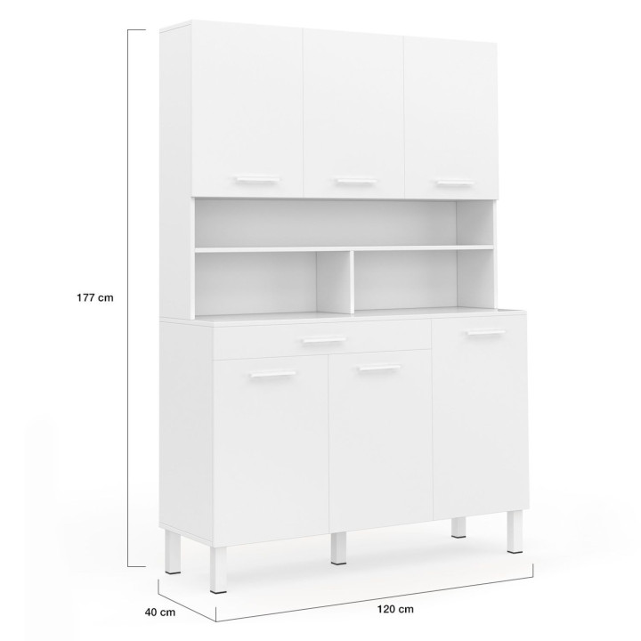 Cassettiera da cucina bianca lucida da 120 cm - CINA | ID Market