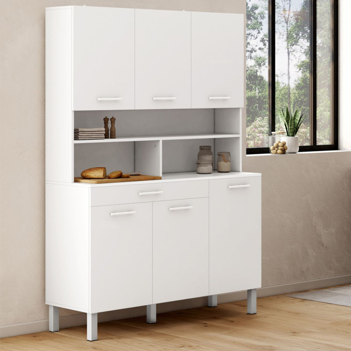 Cassettiera da cucina bianca lucida da 120 cm - CINA | ID Market
