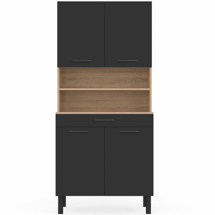 Credenza da 80 cm con ante e cassetto effetto faggio nero - CINA | ID Market
