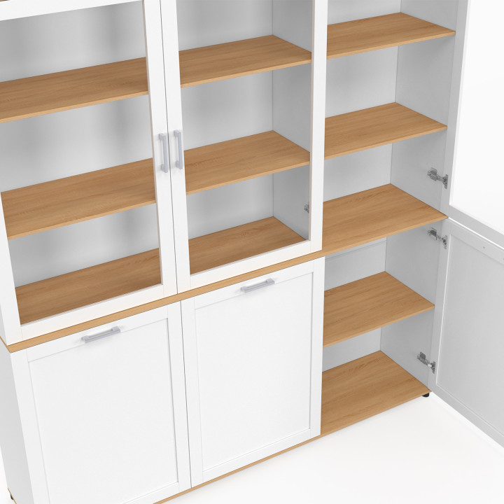 Comò da 160 cm con 6 ante bianche e in legno - VITO | IdMarket