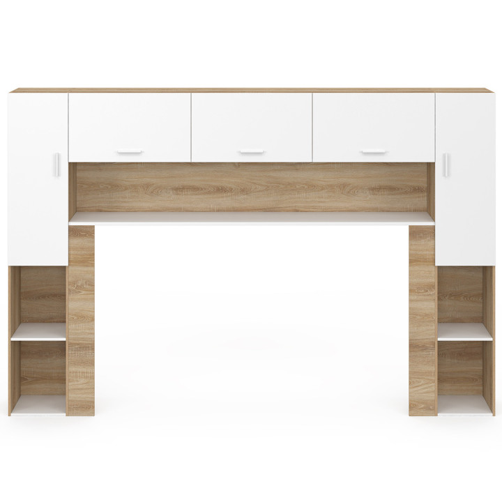 Letto a ponte da 226 cm con contenitore in legno e bianco - BRIDGET | IdMarket