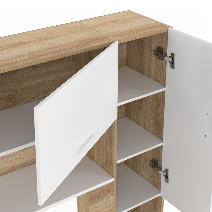 Letto a ponte da 226 cm con contenitore in legno e bianco - BRIDGET | IdMarket