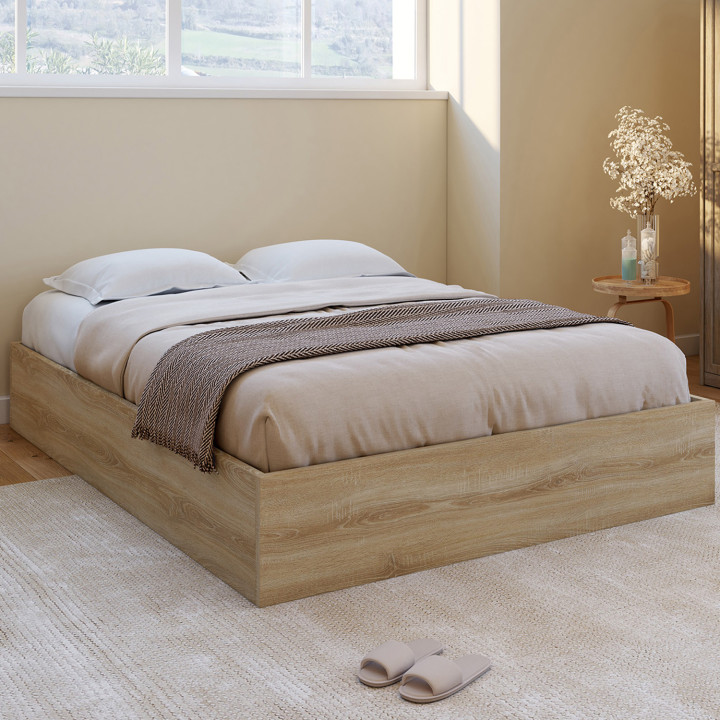 Letto matrimoniale SANDSIDE con base in faggio 140 x 190 cm