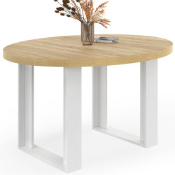 Tavolo da pranzo rotondo fisso per 4 persone, legno e bianco 110 cm - PHOENIX | IdMarket