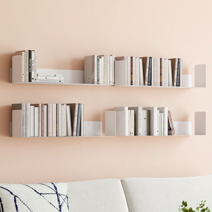 Set di 4 ripiani 60x15 cm per libri bianchi - METRA | IdMarket