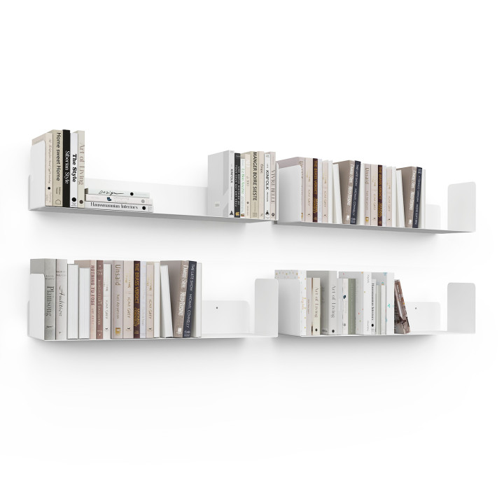 Set di 4 ripiani 60x15 cm per libri bianchi - METRA | IdMarket