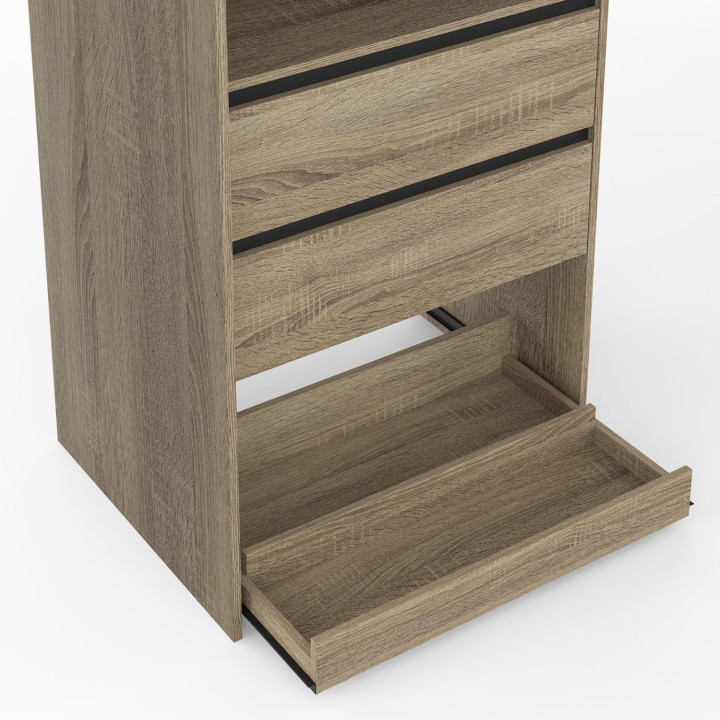 Armadio doppio XXL 220 cm in faggio con appendiabiti + ripiani + cassetti + porta scarpe e nero - MERYL | IdMarket