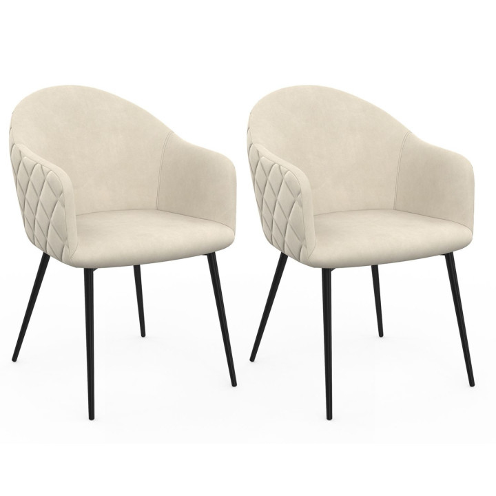 Poltrone da tavolo in velluto beige - set di 2 - MOLY | ID Market