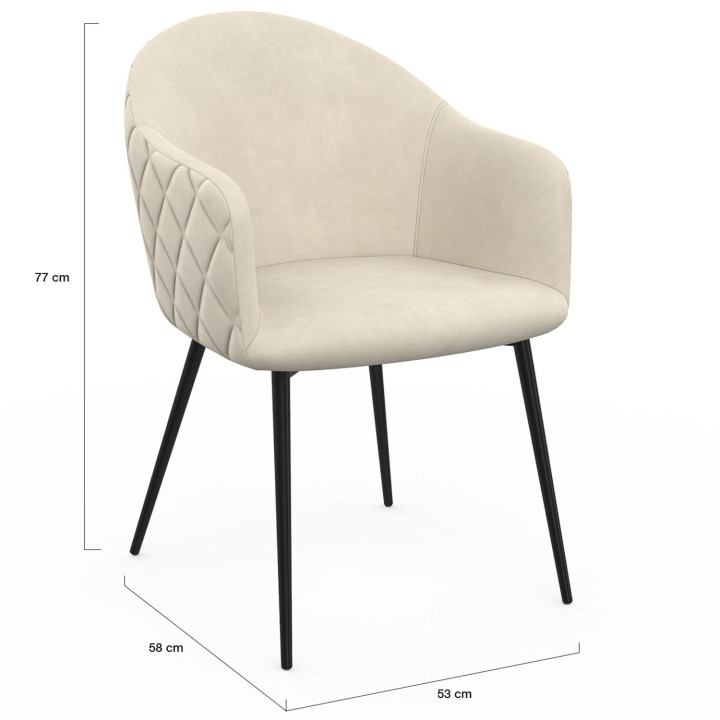 Poltrone da tavolo in velluto beige - set di 2 - MOLY | ID Market