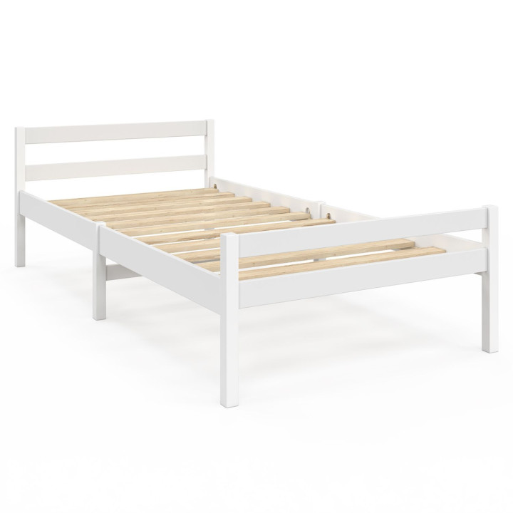 Letto singolo 90 x 190 cm con base in legno bianco - HARPER | IdMarket