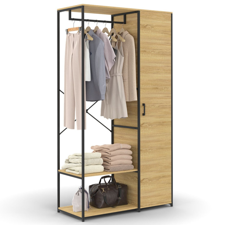 Armadio con ripiani e anta L. 90 cm design industriale - DETROIT | IdMarket