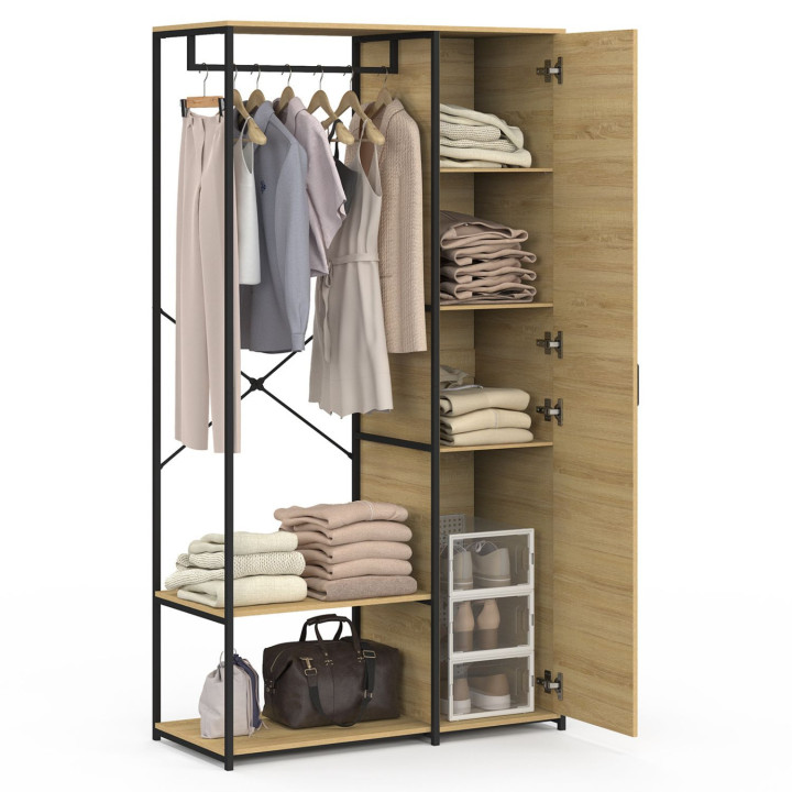 Armadio con ripiani e anta L. 90 cm design industriale - DETROIT | IdMarket