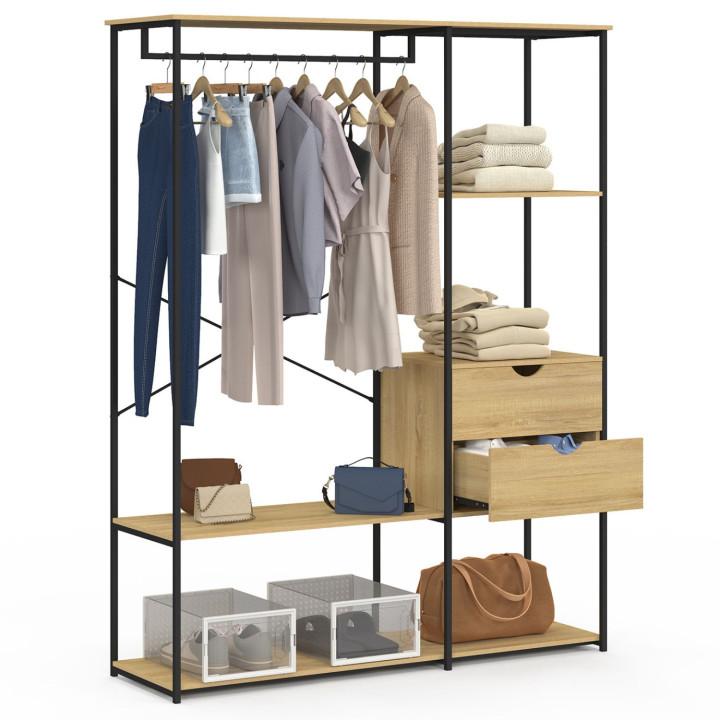 Armadio con ripiani e 2 cassetti L. 130 cm design industriale - DETROIT | IdMarket