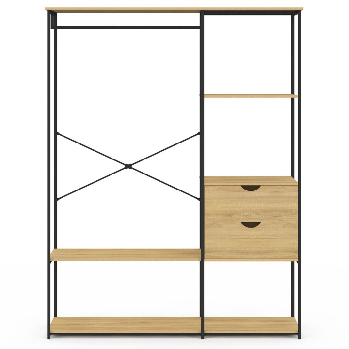 Armadio con ripiani e 2 cassetti L. 130 cm design industriale - DETROIT | IdMarket