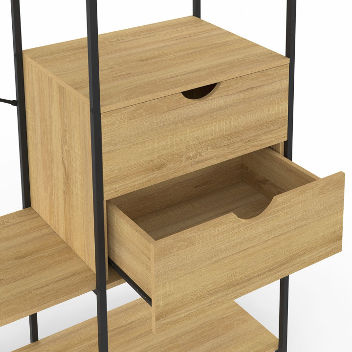 Armadio con ripiani e 2 cassetti L. 130 cm design industriale - DETROIT | IdMarket