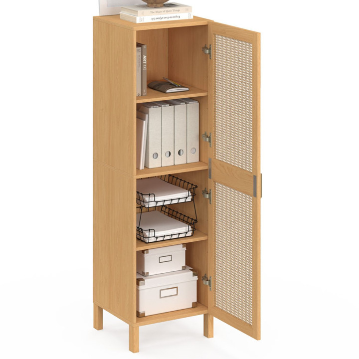 Armadio a 1 anta e 3 ripiani in legno e canna - EDHEN | IdMarket