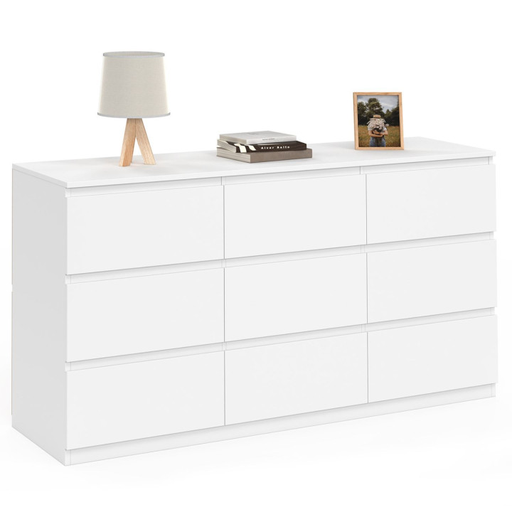 Cassettiera a 9 cassetti 136 cm in legno bianco - TOMI XXL | IdMarket