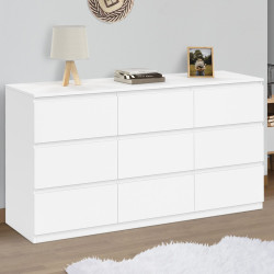Cassettiera a 9 cassetti 136 cm in legno bianco - TOMI XXL | IdMarket