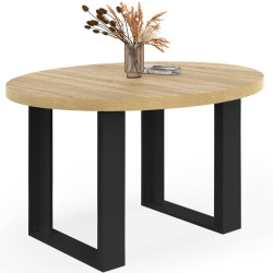 Tavolo da pranzo fisso rotondo per 4 persone, legno e nero 110 cm - PHOENIX | IdMarket
