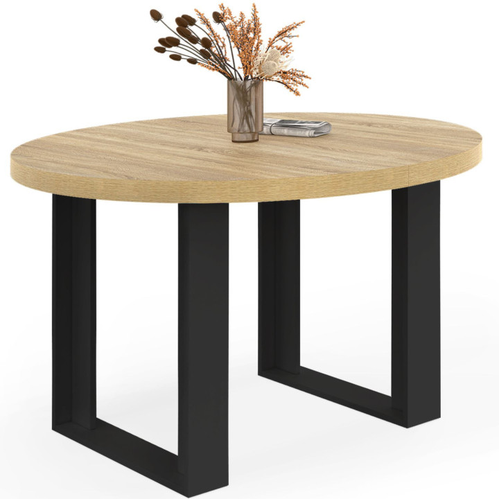 Tavolo da pranzo fisso rotondo per 4 persone, legno e nero 110 cm - PHOENIX | IdMarket