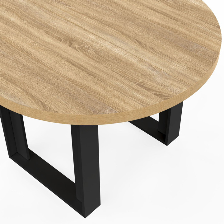 Tavolo da pranzo fisso rotondo per 4 persone, legno e nero 110 cm - PHOENIX | IdMarket