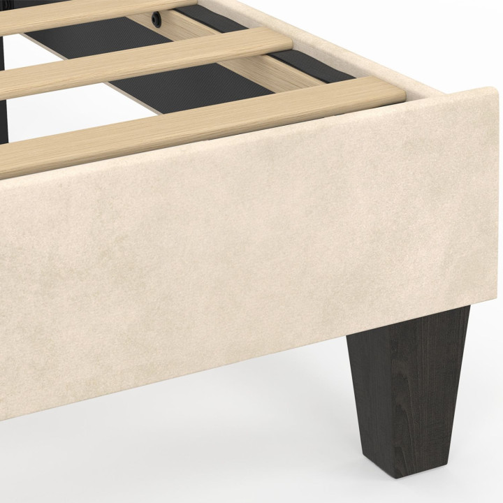 Letto singolo a conchiglia AMANDA 90 x 190 cm con base in velluto beige - AMANDA | IdMarket