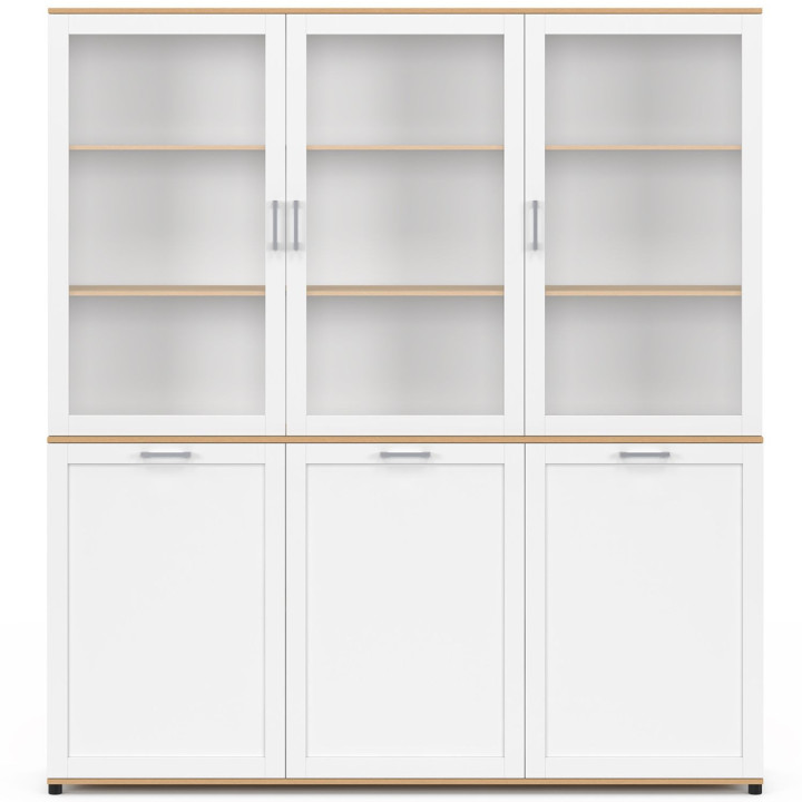 Comò da 160 cm con 6 ante bianche e in legno - VITO | IdMarket