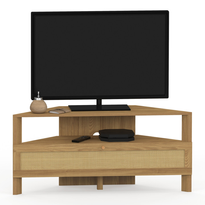 Mobile TV angolare 100 cm 1 anta effetto canna naturale - HANAE | IdMarket