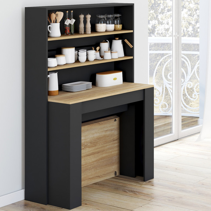 Tavolo alto da buffet allungabile 8 persone legno e nero 235 cm - ORLANDO | IdMarket