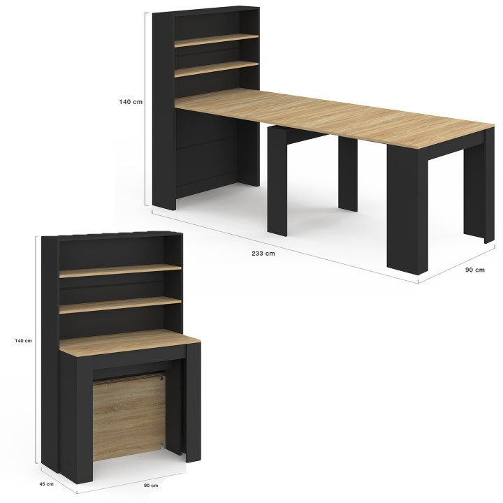 Tavolo alto da buffet allungabile 8 persone legno e nero 235 cm - ORLANDO | IdMarket