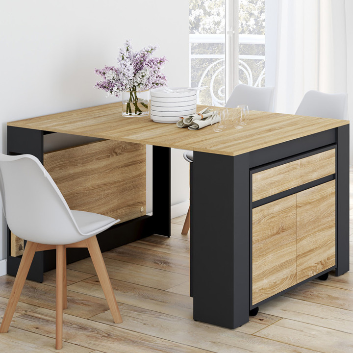 Tavolo da buffet allungabile per 10 persone, legno e nero 235 cm - ORLANDO | IdMarket