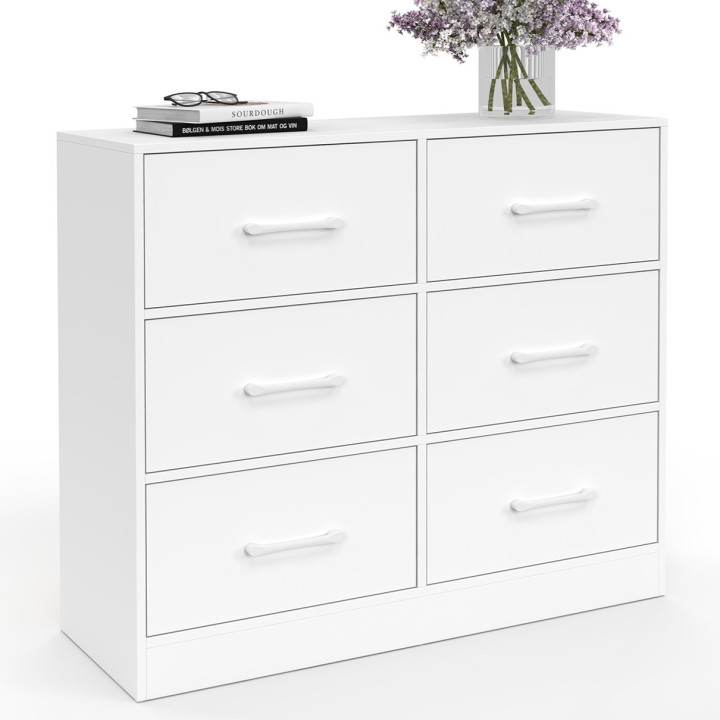Cassettiera in tessuto a 6 cassetti da 80 cm in legno bianco - UPPAH | IdMarket