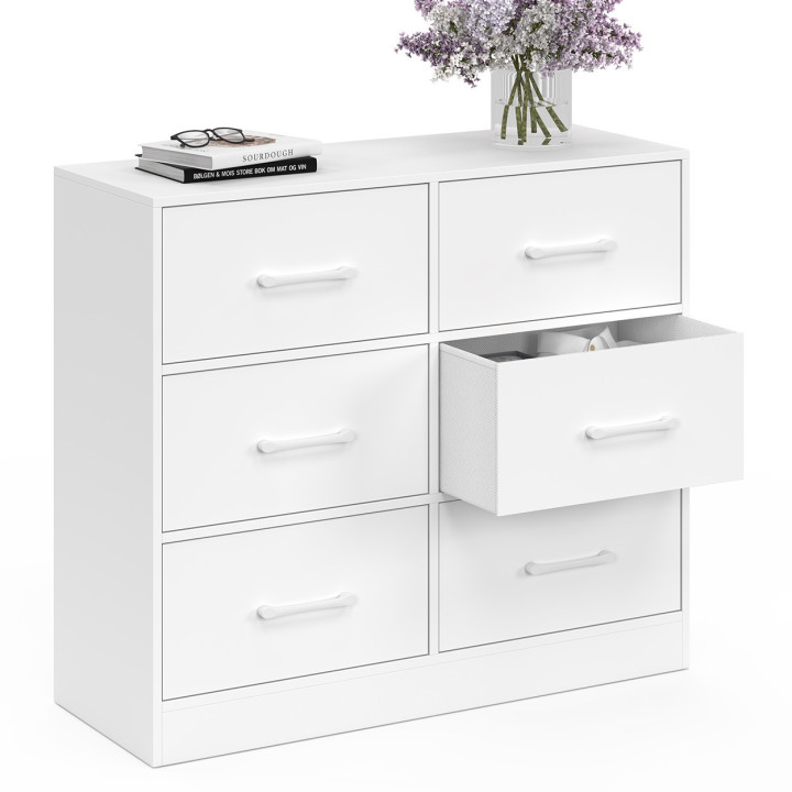Cassettiera in tessuto a 6 cassetti da 80 cm in legno bianco - UPPAH | IdMarket