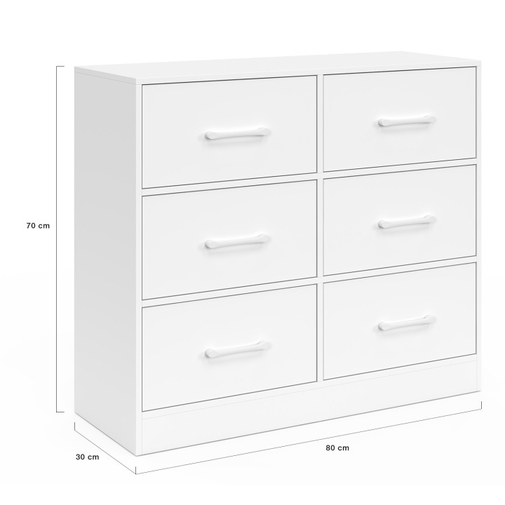Cassettiera in tessuto a 6 cassetti da 80 cm in legno bianco - UPPAH | IdMarket