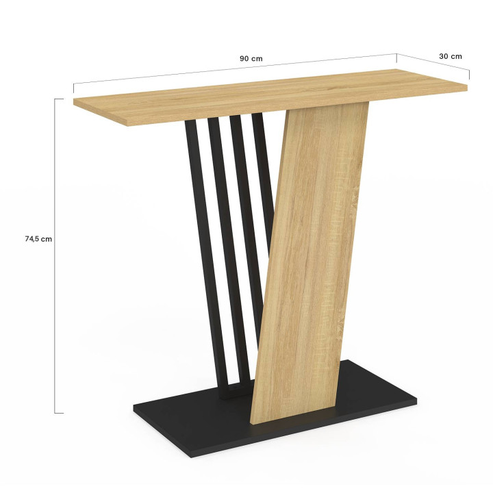 Consolle con piano in legno e gamba a croce nera - VICKY | IdMarket