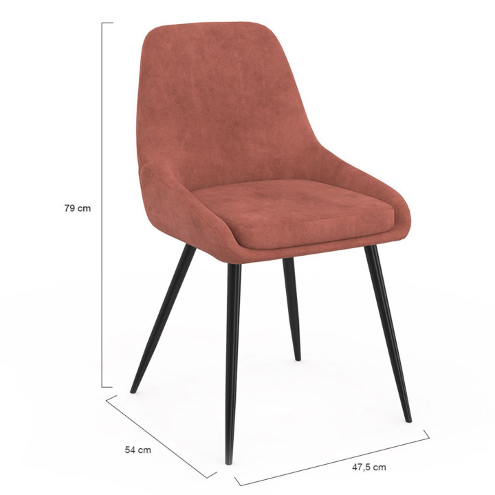 Set di 4 sedie in velluto terracotta con braccioli - THALYA | IdMarket