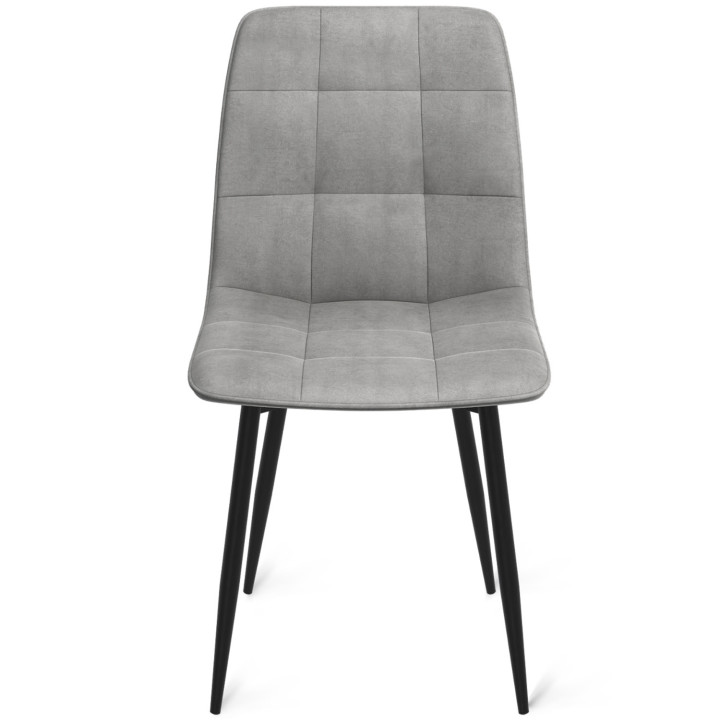 Sedie imbottite in velluto grigio chiaro con gambe in metallo x6 - MILA | ID Market
