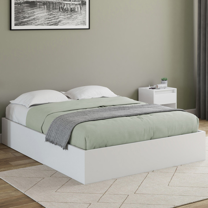 Letto matrimoniale con box spring 160 x 200 cm bianco - SANDSIDE | IdMarket