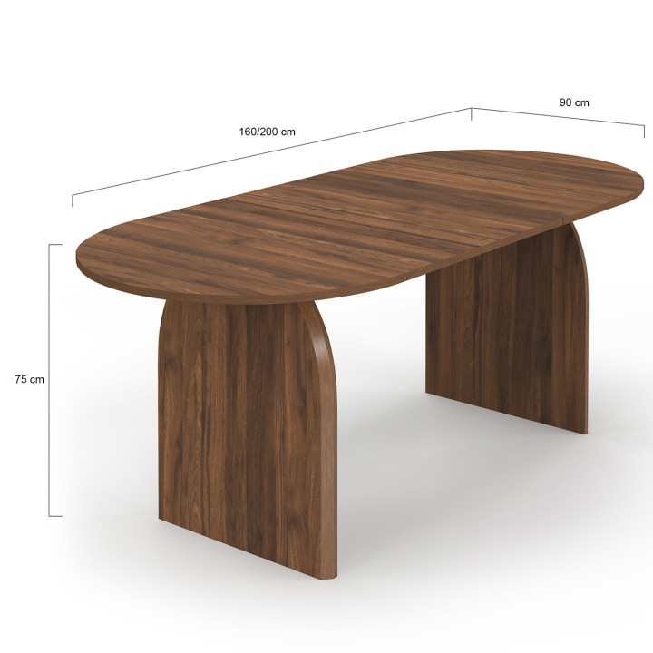 Tavolo da pranzo allungabile japandi ovale 6-10 persone noce - EDITH | IdMarket